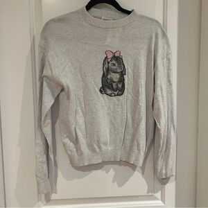 Sunday Best Light Gray Sweater with Bunny Motif